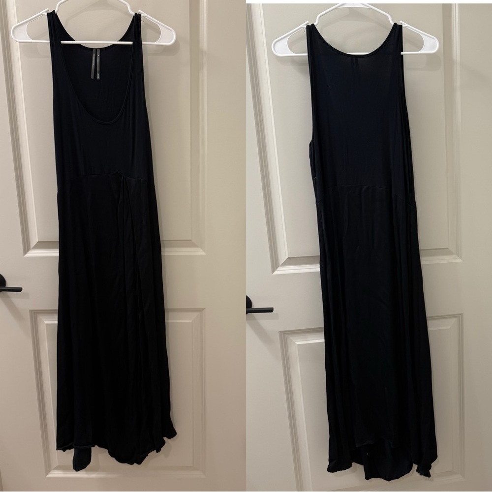 By Anthropologie Black Sleeveless Drop Waist Maxi Dress Zipper Pocket M Spring